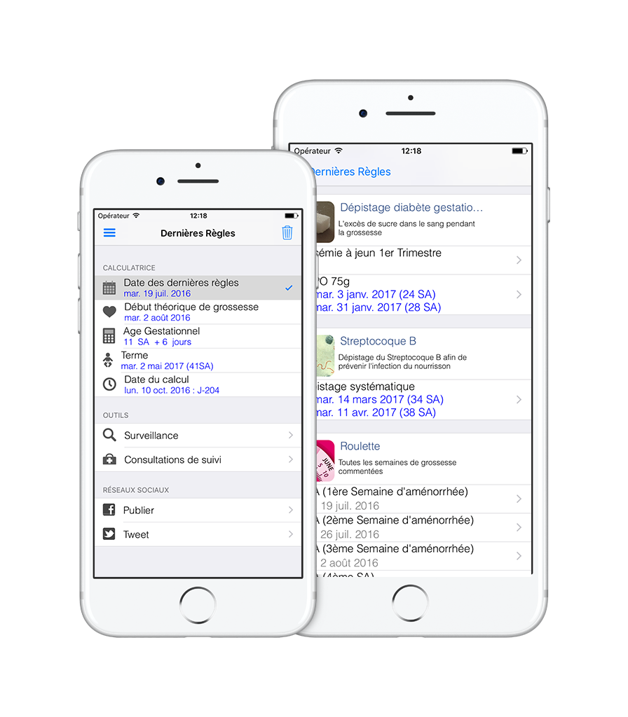 L'application Âge Gestationnel sur iPhone